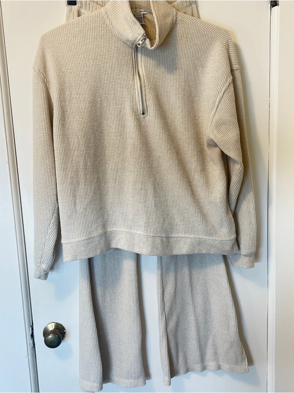Better / Together Set Pants and Top Lounge Wear Cream Knit Women's size Large - Picture 2 of 14